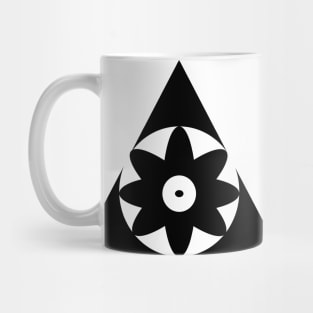 Black and white flower within Triangle Mug